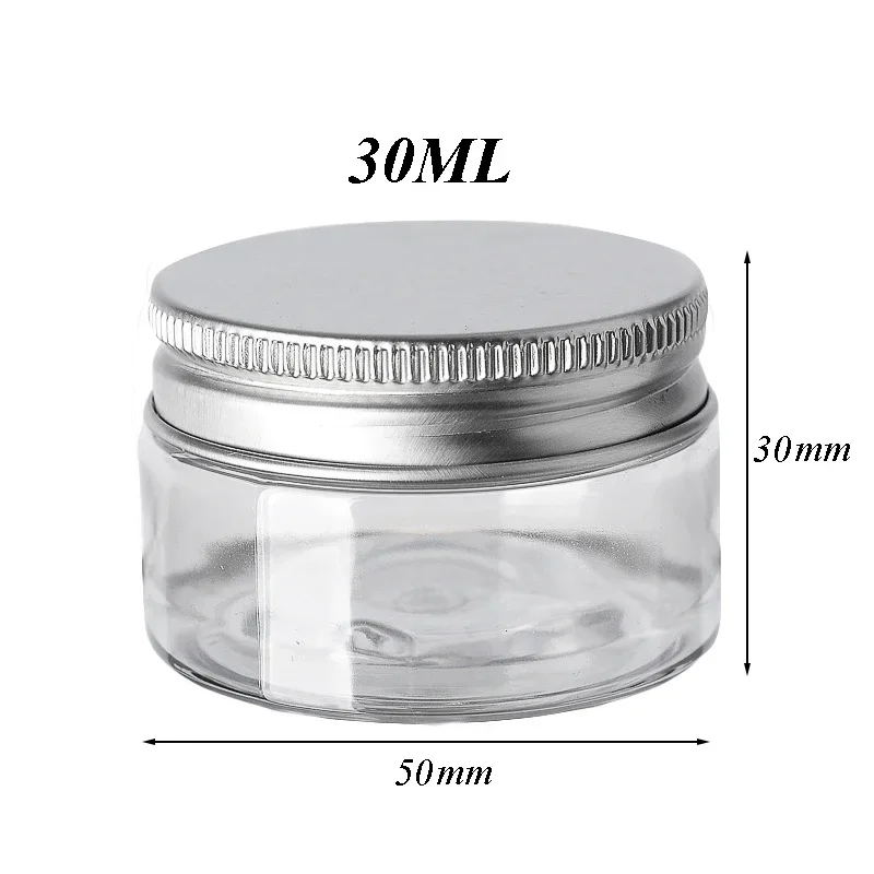 10Pcs Storage Jars Clear Aluminum Cap Empty Cosmetic Food Containers Travel Bottle Round Clear Plastic Jar Face Cream Sample Pot: black