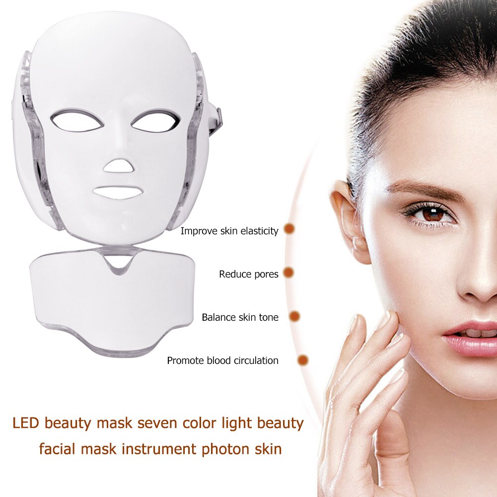 7 Colors LED Light Facial Mask Photon Therapy Freckles Red Blood Streak Reduction Pore Tightening Skin Firming Beauty Device