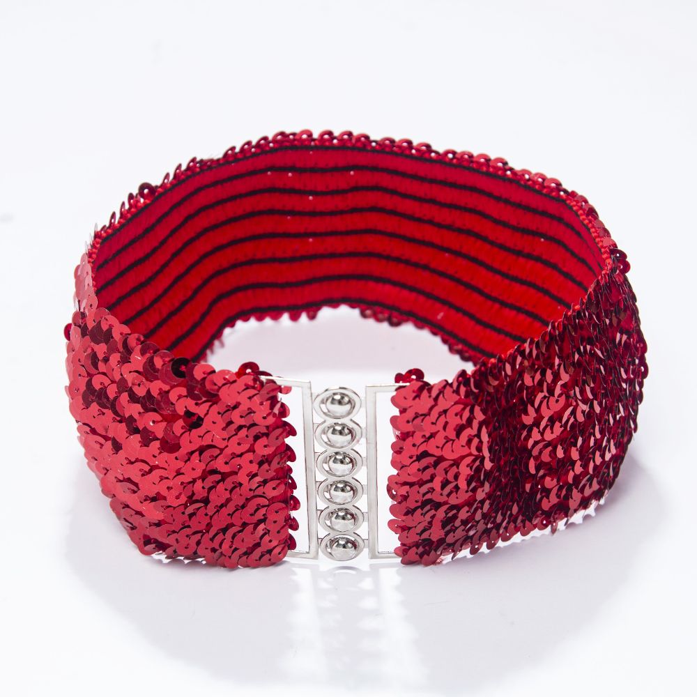 Cinturón elástico de lentejuelas para mujer, cinturón ancho con hebilla de Metal, Color sólido, brillante, informal, corsé, correa, decoración para vestido
