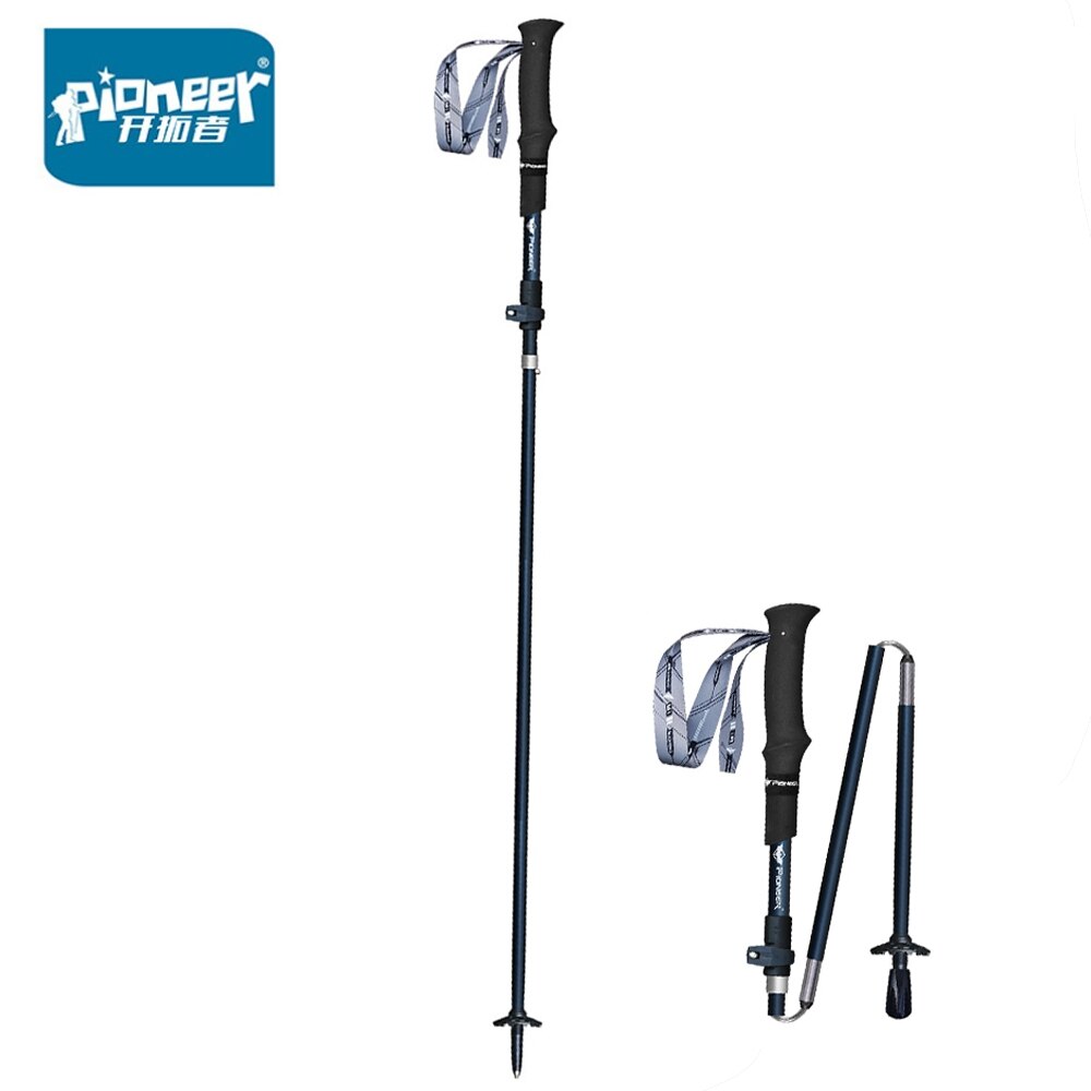 Pioneer-bastones de Trekking de fibra de carbono ultraligeros, bastones nórdicos plegables ajustables de 5 secciones, bastones de senderismo y acampada