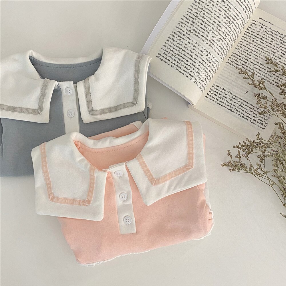 Baby Jungen Und Mädchen Baumwolle Karosserie Marine Kragen Langarm Gesamt unisex Baby Kleidung Zwillinge Kleinkind Kleinkind Kleidung