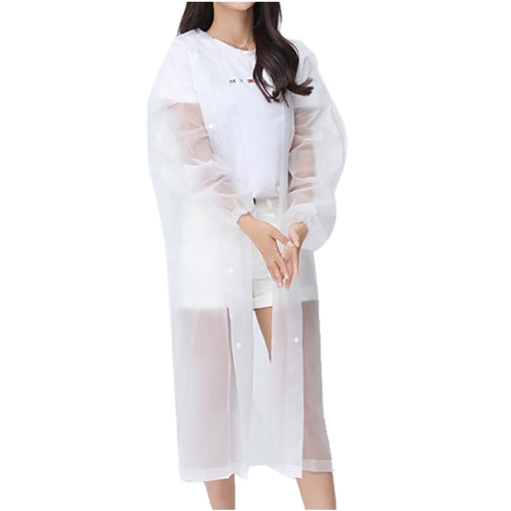 Raincoat Dress Women's Clothing Unisex Outdoor Travel Adult Raincoat Thick Transparent EVC Raincoat Pink Green: White