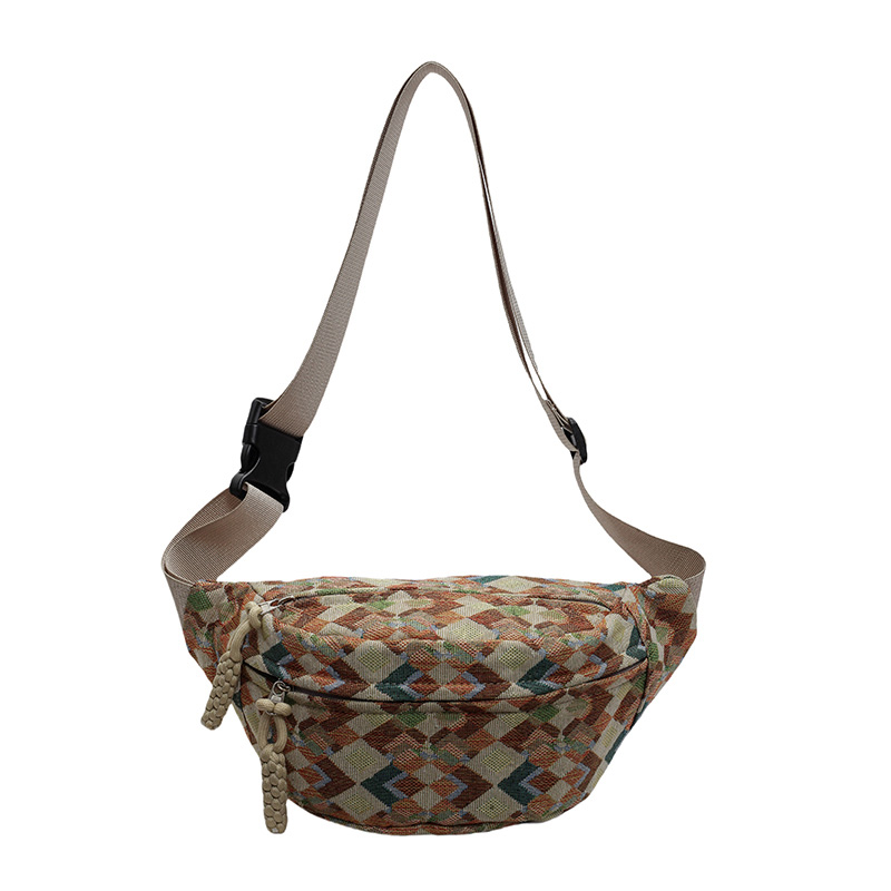 Bohemen Corduroy Riemtassen voor Dames Mode Heuptasje Vrouwelijke Banaan Heuptas Hippe Portemonnee Schouder Crossbody Borsttas Zak: Khaki