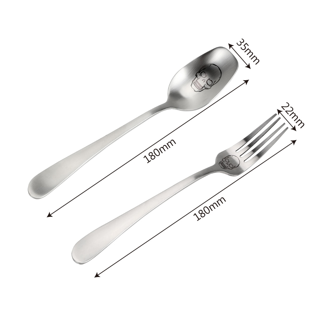 HOOMIN Kochen Zubehör Löffel Gabeln Geschirr Edelstahl Küche Werkzeuge Geschirr Skelett Schädel Gedruckt Besteck
