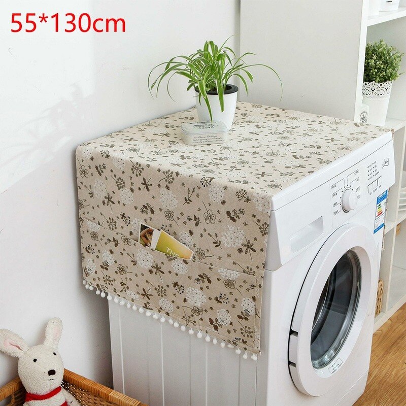 Taske vaskemaskine betræk husholdning med lommer tilbehør støvtæt vaskbar til køkken vaskemaskine låg beskytter blomster opbevaring
