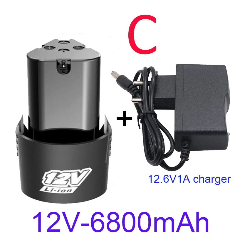 Batería recargable Universal para herramientas eléctricas, destornillador eléctrico, taladro eléctrico, batería de iones de litio, alta capacidad, 12V, 6800mAh: Rojo