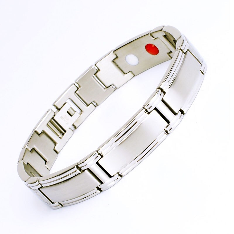 Bracelet magnétique en pierre de Germanium pour hommes, bijoux en acier inoxydable, Tourmaline rouge, lien noir, 12mm