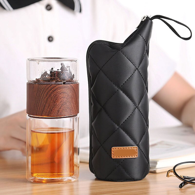 Glass Water Bottle Double Layers Tea Water Bottle Infuser Tumbler Drinkware Smart Bottle Tea Filter RERI889