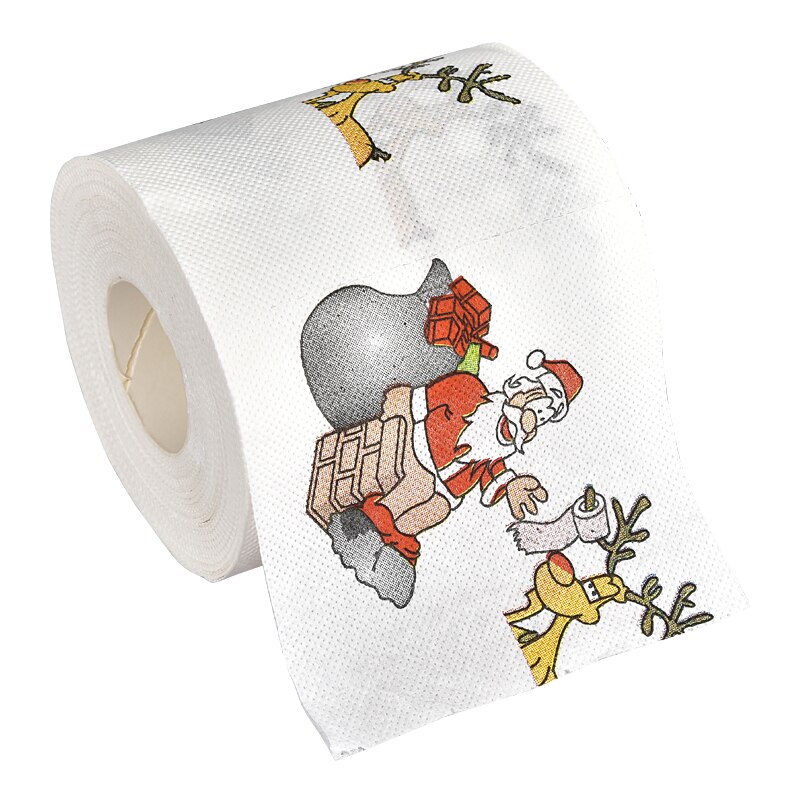 Papier toilette doux coloré motif arbre de père noël, 1 rouleau de papier hygiénique, pour bain, fournitures de maison, décoration: A