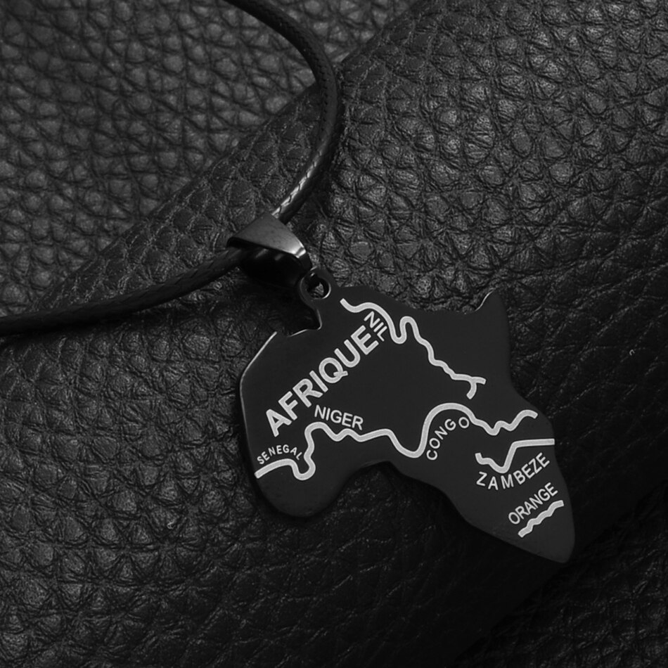 Anniyo Balck Kaart Van Afrika Hanger Touwen Afrikaanse Kaarten Sieraden Kettingen Nigeria, Zuid-afrika, Soedan, ethiopische Afrique #003721H