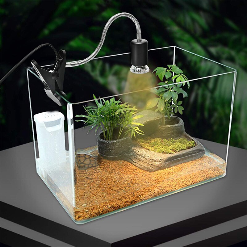 Uva/uvb E27 Pet Reptile Aquarium Heat Lamp Clip-On Bulb Adjustab Holder Tortoises Basking Uv Heating Lamp Kit for Lizard Turtle