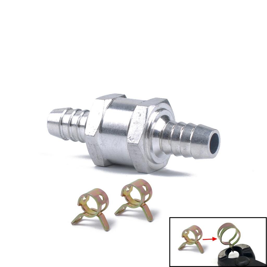6mm bränsle 1- vägs ventil bensin diesel backventil, med 2 x 10mm slangklämma