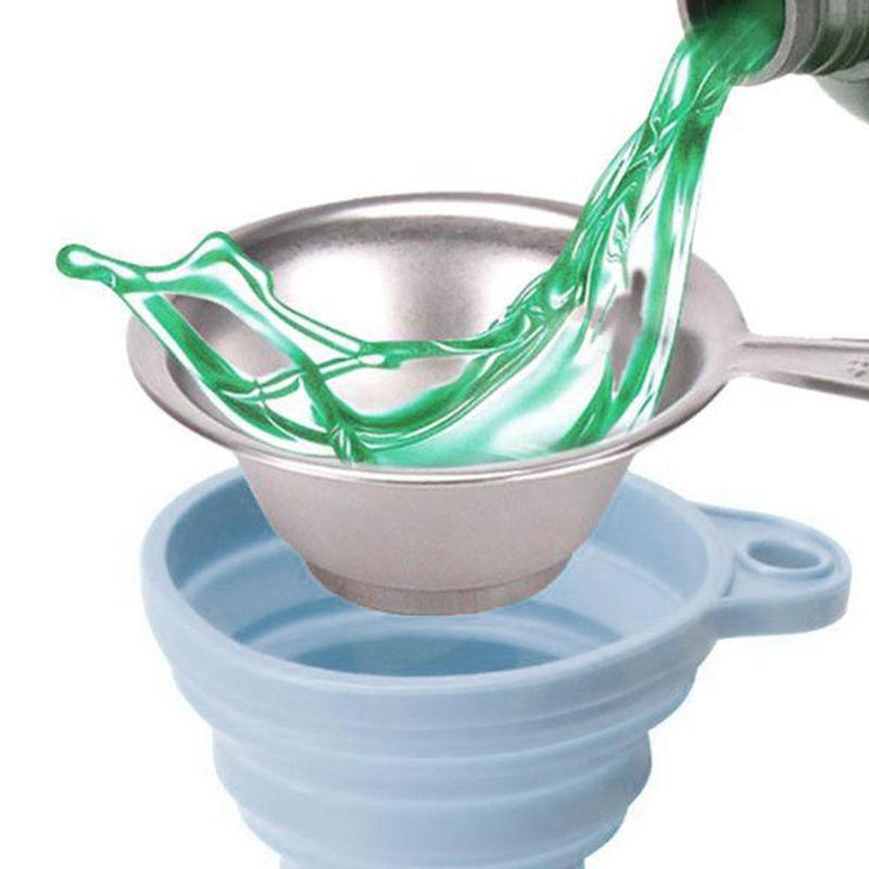 Telescopic UV Resin Funnel With Metal Filter Cup Silicon Funnel Long Neck Funnel Liquid Filling Kitchen Tools