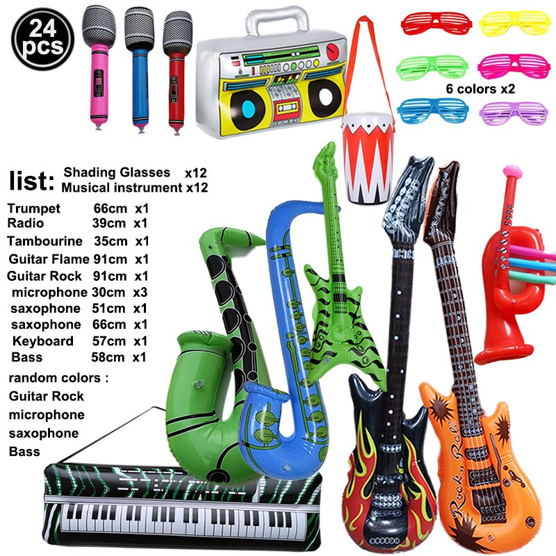 90s Party Decor Inflatable Rock Star ballon set Inflate Rock Musical Instrument Rock Pop Star Disco 80s 90s Retro Party Supplies: AF