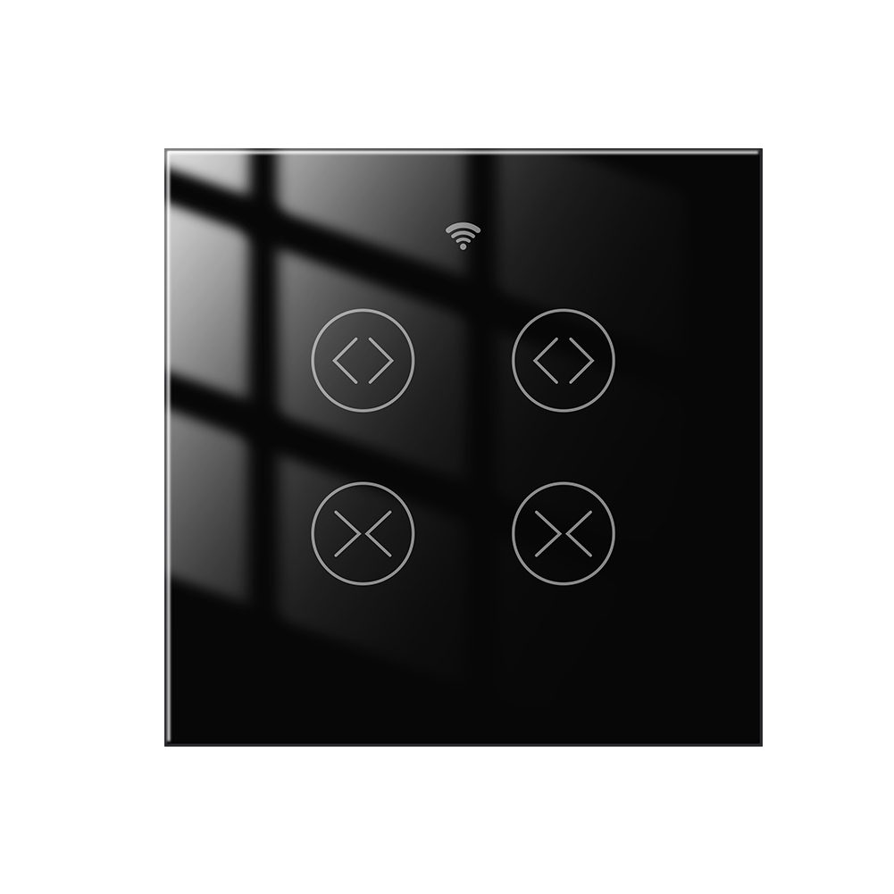 MoesHouse-Interruptor de doble cortina para persiana enrollable, Motor eléctrico con WiFi, RF, Tuya, 2 entradas, Google Home, Alexa, Smart Life: Switch EU Black