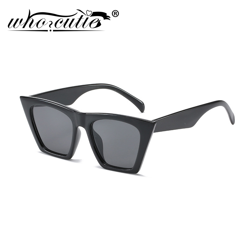 Vintage Square Cat Eye Sunglasses Women Brand Tortoise Shell Black Frame Trendy Oversized Sun Glasses Shades S432