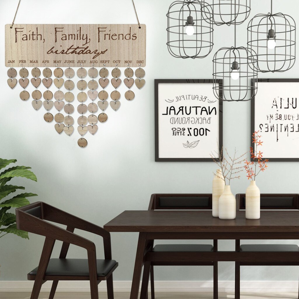 Family Birthday Card Plaque Diy Hanging Wooden Birthday Reminder Calendar Printing Wooden Calendar Hanging Decoration #35