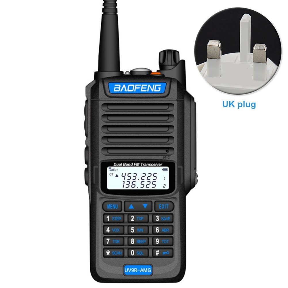 talkie-walkie 30km UV9R AMG Plus IP68 étanche UV double bande bidirectionnelle portable Radio mer terre hôtel interphone civil: Bleu / Euro