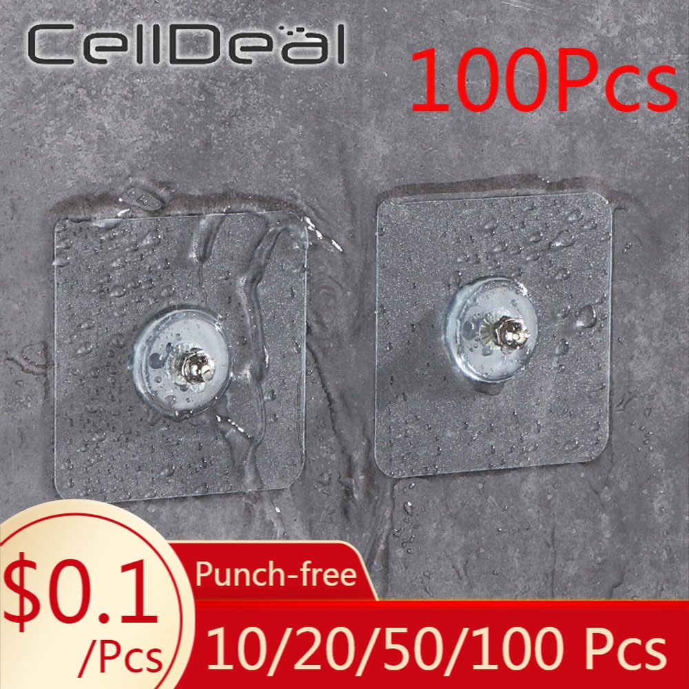 100pcs Punch-free Non-marking Screw Stickers Wall Picture Hook Invisible Traceless Hardwall Drywall Picture Hanging Kit Hanging