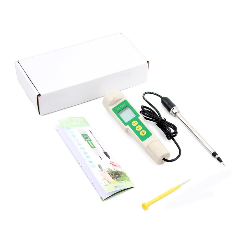 Ec -3185 vandtæt jordmåler ec/tds/cf jordtester med sonde til drivhusdyrkning, gartneridyrkning, laboratorium