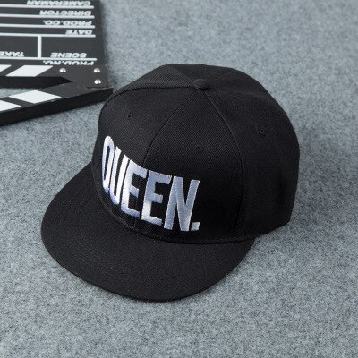 1 stück KÖNIG KÖNIGIN Bestickt Hysterese Kappen Liebhaber Männer Frauen Baseball Kappe Schwarz Hüfte hüpfen Deckel Snapback hüte, chapeau knochen masculino: königin brief weiß