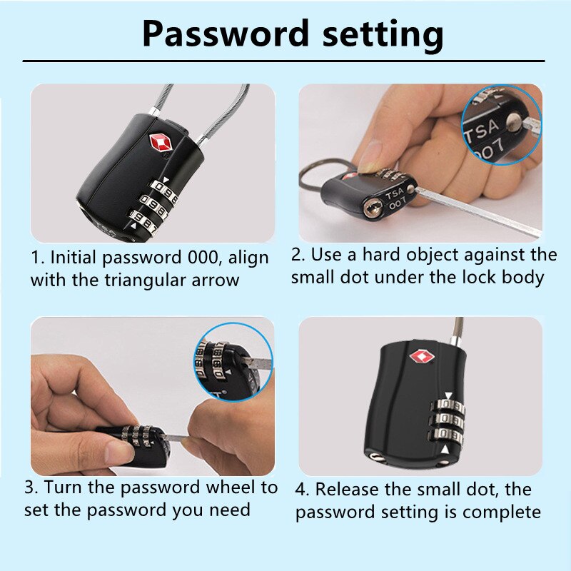 3 Digits TSA Steel Wire Lock Combination Padlock Customs Code Lock Anti-theft Travel Abroad Luggage Bag Suitcase Trolley Case