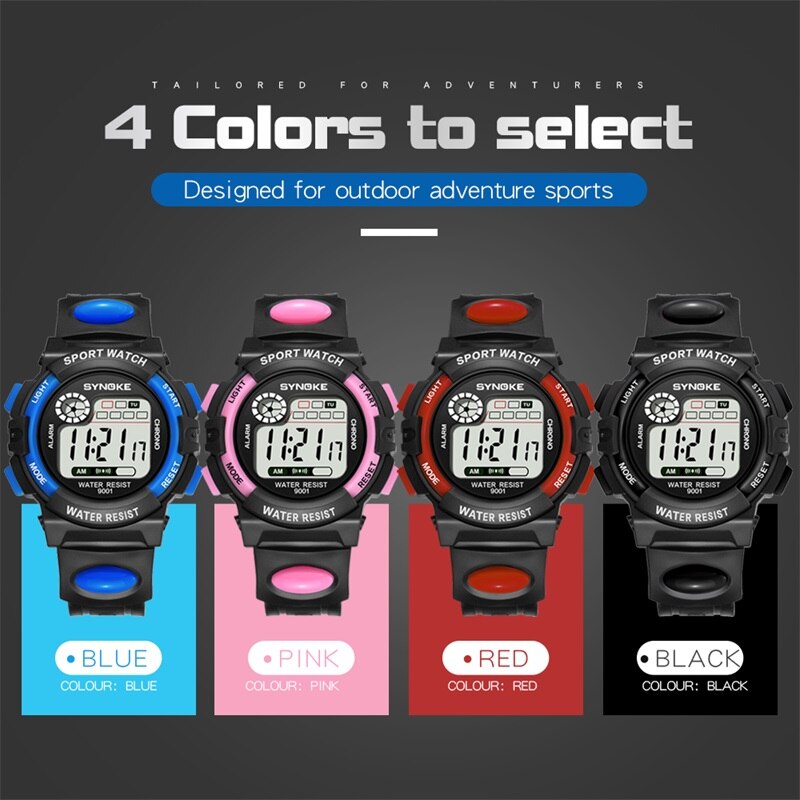 Waterdichte Synoke Kinderen Horloge Cartoon Kinderen Horloges Jongens Outdoor Digitale Kids Sport Terug Light Schokbestendig Kleurrijke A33
