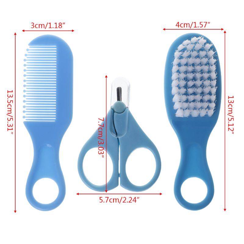 1 Set Baby Grooming Brush Comb Scissors Newborn Kids Nursing Care Nail Cutter Clippers Safe Portable Hair Head L4MC