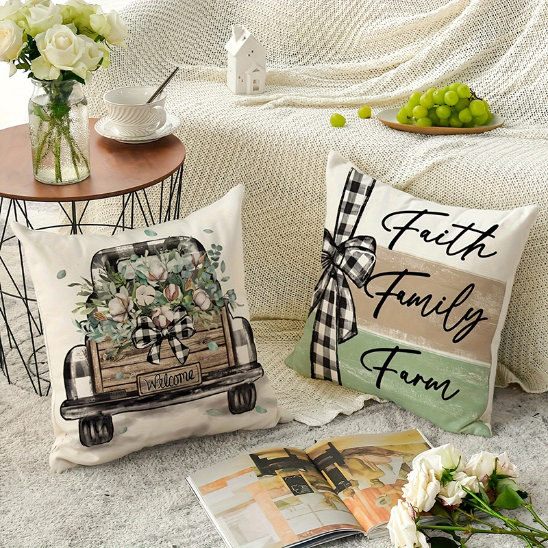 Car Flower Basket Full of Floral Print Home Decor Pillowcase Bedroom Living Room Sofa Decor Polyester Cushion Cover