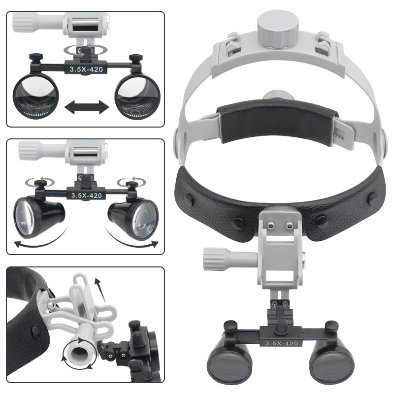 Loupe binoculaire dentaire 320-420mm, verre optique 3,5x, casque Ultra-léger, loupe à large champ de vision, Loupes dentaires