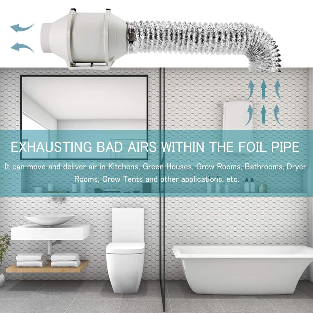 75mm Fan Ducted Vent 3 inch Double Aluminium Foil Ducting Hose Flexible Tube Air Duct Exhaust Pipe Kitchen Ventilation 2m 10m