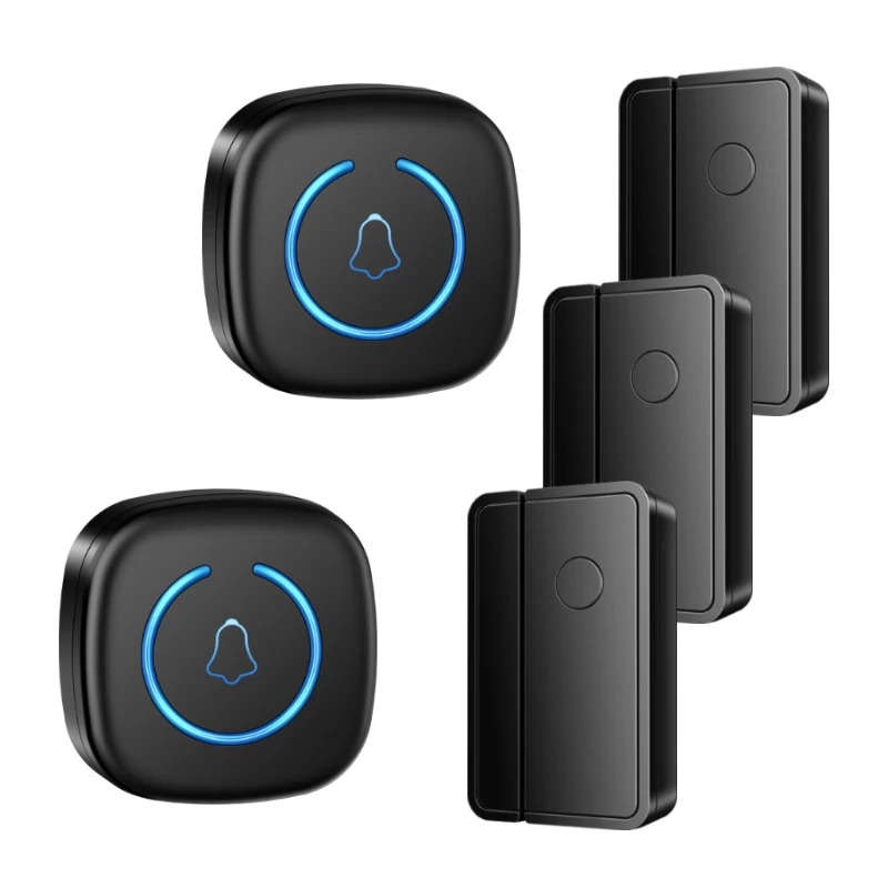 CACAZI Door Sensor Chime for Door Opens Outdoor Split Sensor Doorbell Adjustable 60 Ringtones LED Indicators Entry Alert Chime: Blue / EU