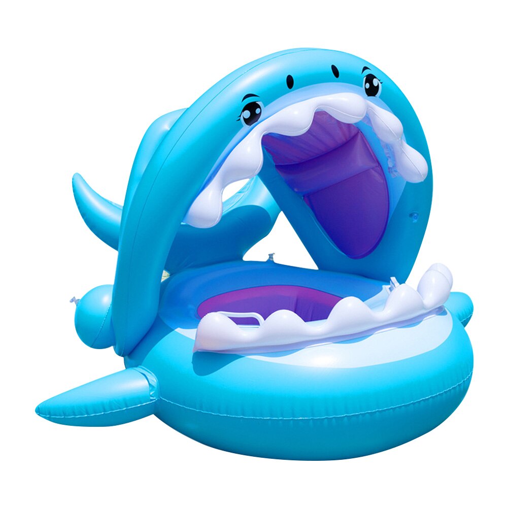 Kids Shark Seat Speelgoed Met Zonnescherm Zwemmen Ring Zwembad Drijvende Rij Water Bed Kid Pool Party Inflat Vlot Speelgoed