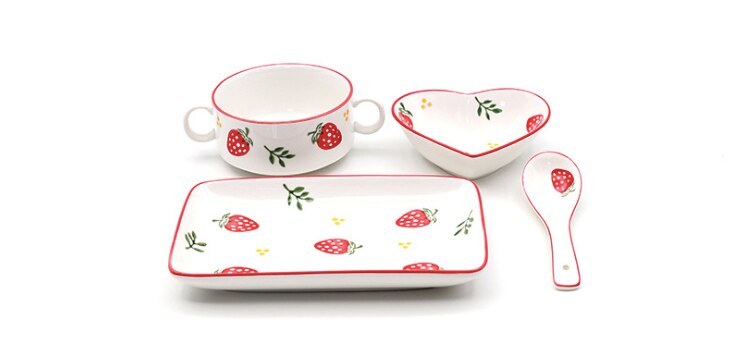 Breakfast Salad Plate Dinner Dish Set Fruit Pattern Steak Plates Coffee Cup Morning Home Hotel Ceramic Food Dish Tray Restaurant: 002