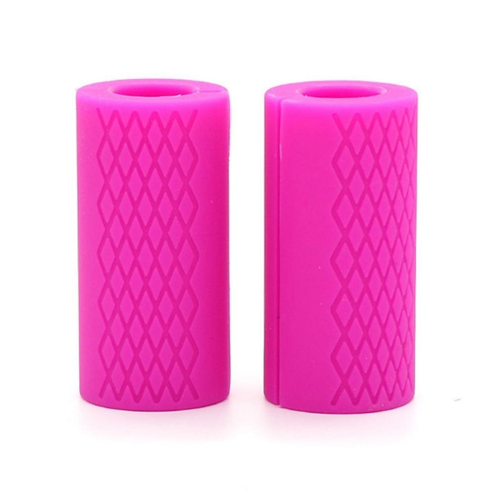1 paar Siliconen Barbell Grips Halter Vet Grip Dikke Bar Handgrepen Pull Up Weightl Lfting Ondersteuning Anti-Slip Beschermen pad: Roze