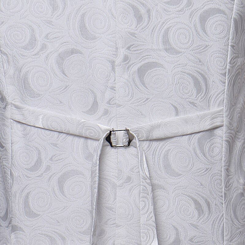 Gilet en Jacquard blanc Rose pour hommes, nouvelle , Slim Fit Business, robe formelle, Gilet de smoking, fête