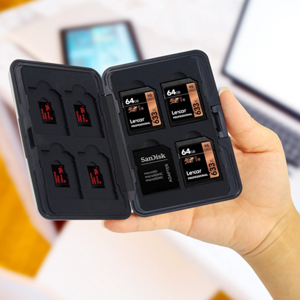 Grote Waterdichte Memory Card Case Alle in Een Anti-Shock 8SD + 8TF Grote Capaciteit Opslag Houder Box Gevallen zilveren + Zwart