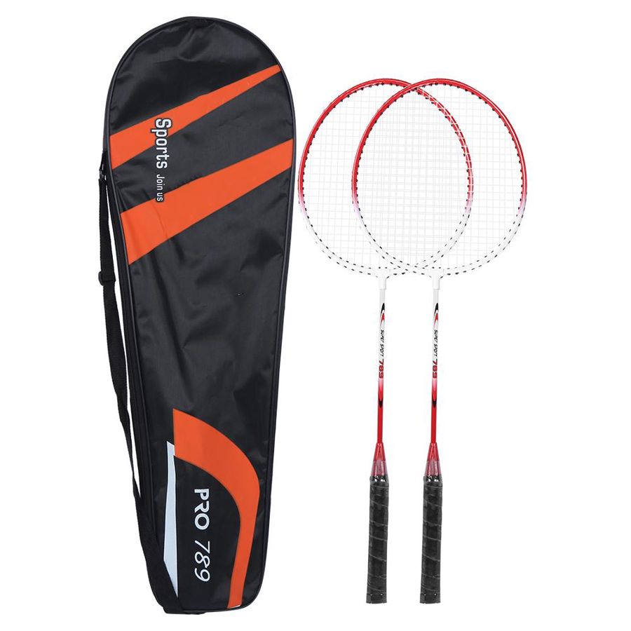 2 pièces 789 raquette de Badminton alliage de fer battle dore raquette de Badminton entraînement primaire équipement de pratique avec poignée souple: Rouge