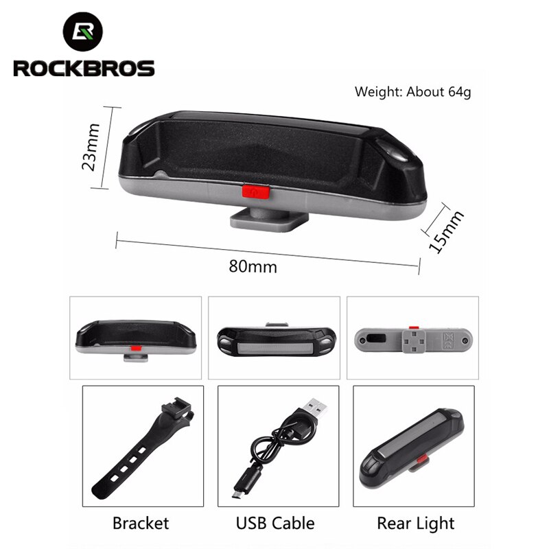 ROCKBROS Bicycle Light Rear Bike Lights LED USB Cycling Tail Lamp Bicycle Saddle Light luces bici MTB Accessories Bike Taillight