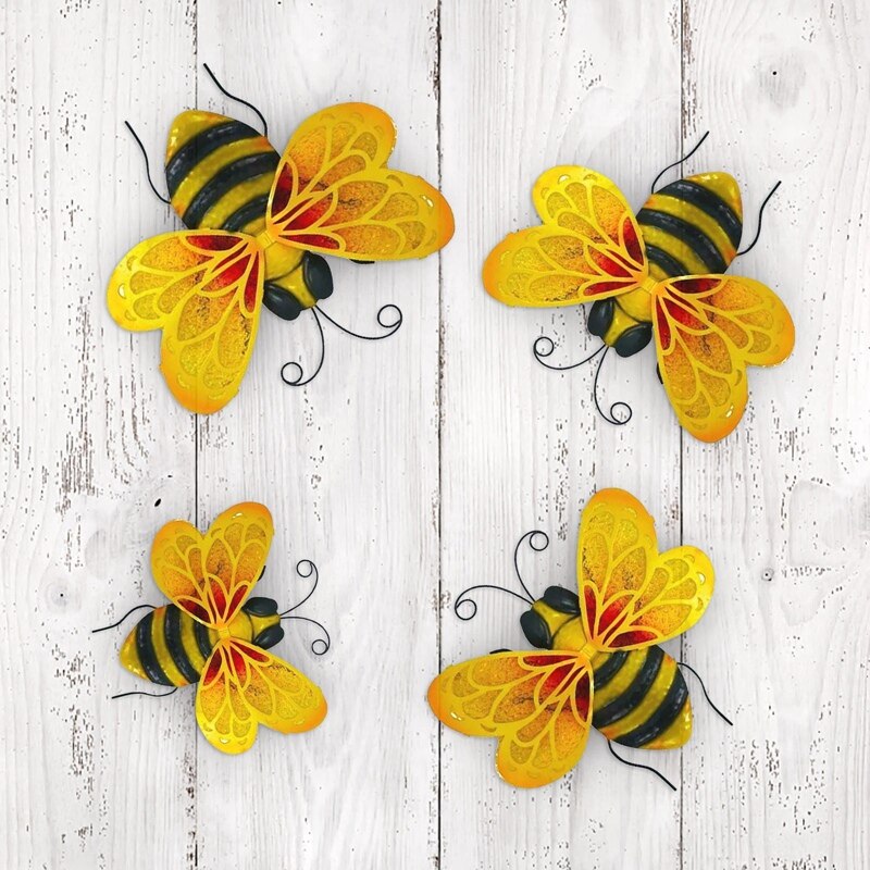 ! Bee Festival Decoration Bee Garden Decoration Statue Countryside Style Bee Outdoor Wall Sculptures Fence Ornament