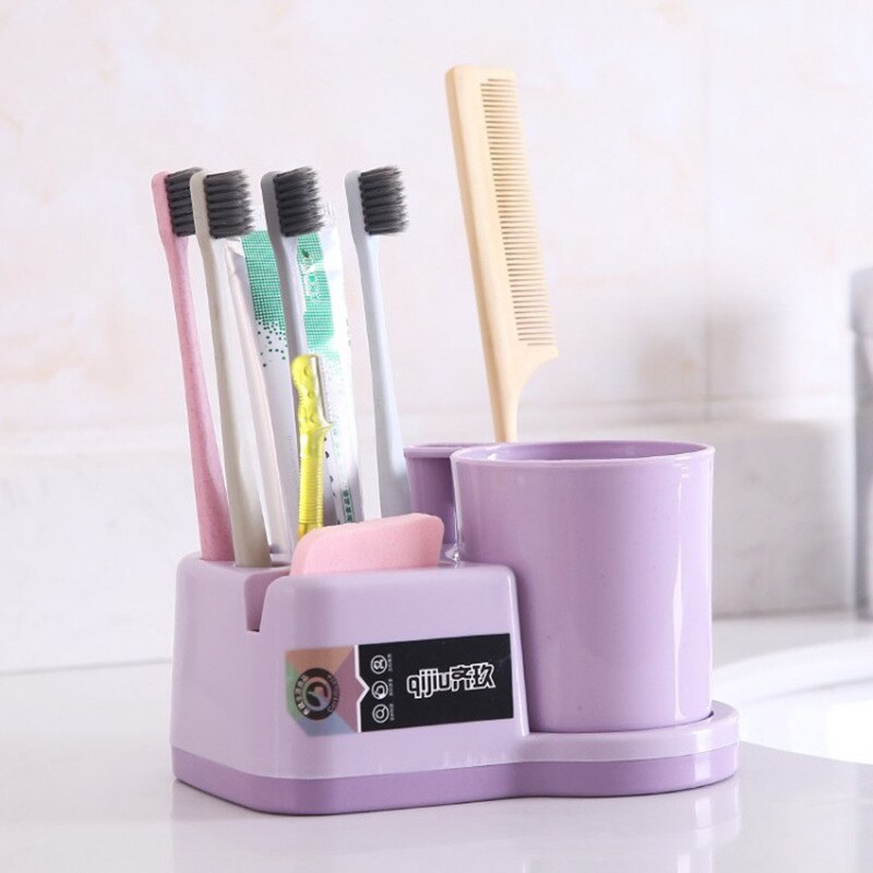 Wc Paar Wassen Pot Sets Is Geplaatst In De Familie Van Drie Borstelen Tand Cup Tandpasta Tandenborstel Rekken Rek: PURPLE
