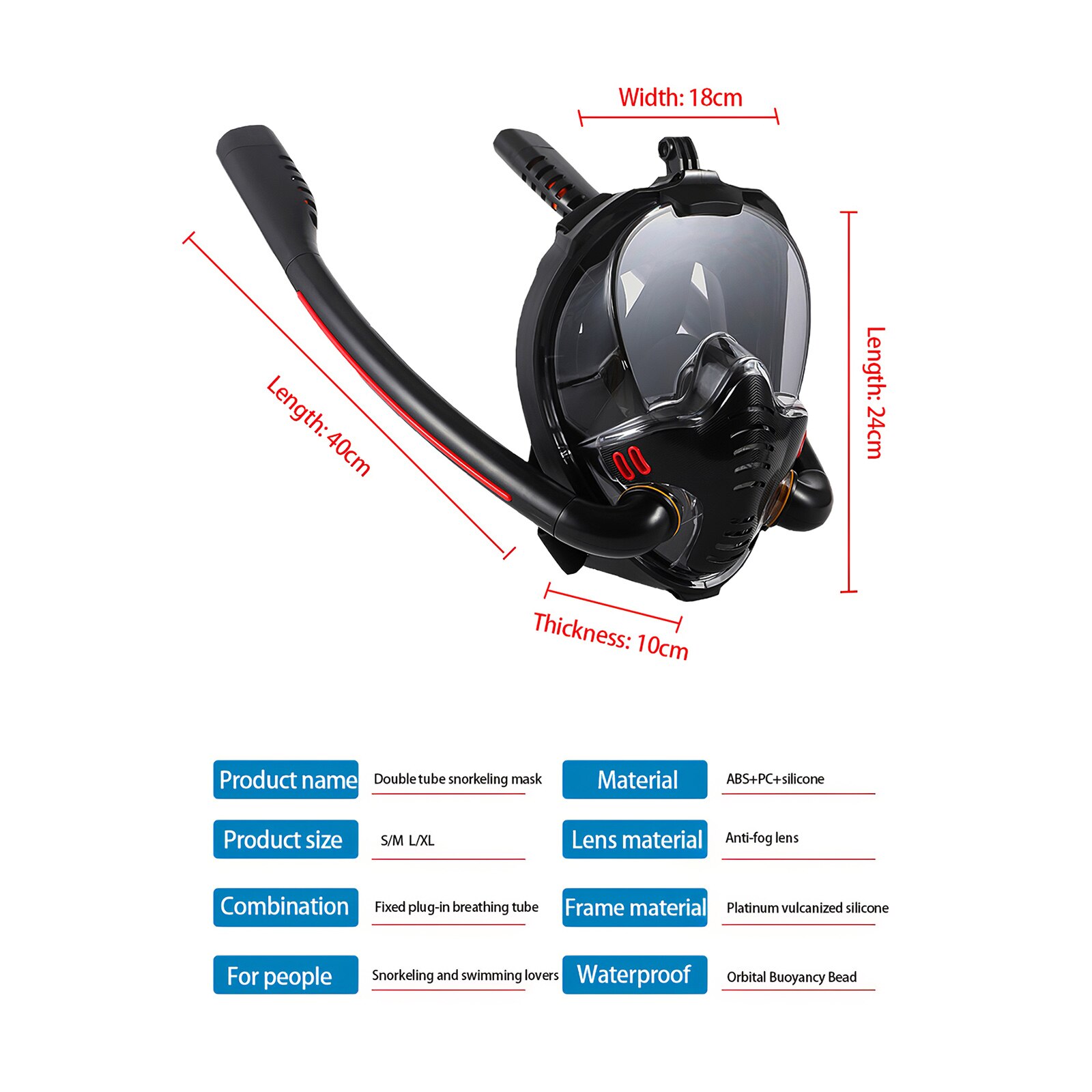 Full Face Snorkel Mask - Anti-Fog - Waterproof - Scuba Diving & Swimming Gear for Adults & Youth