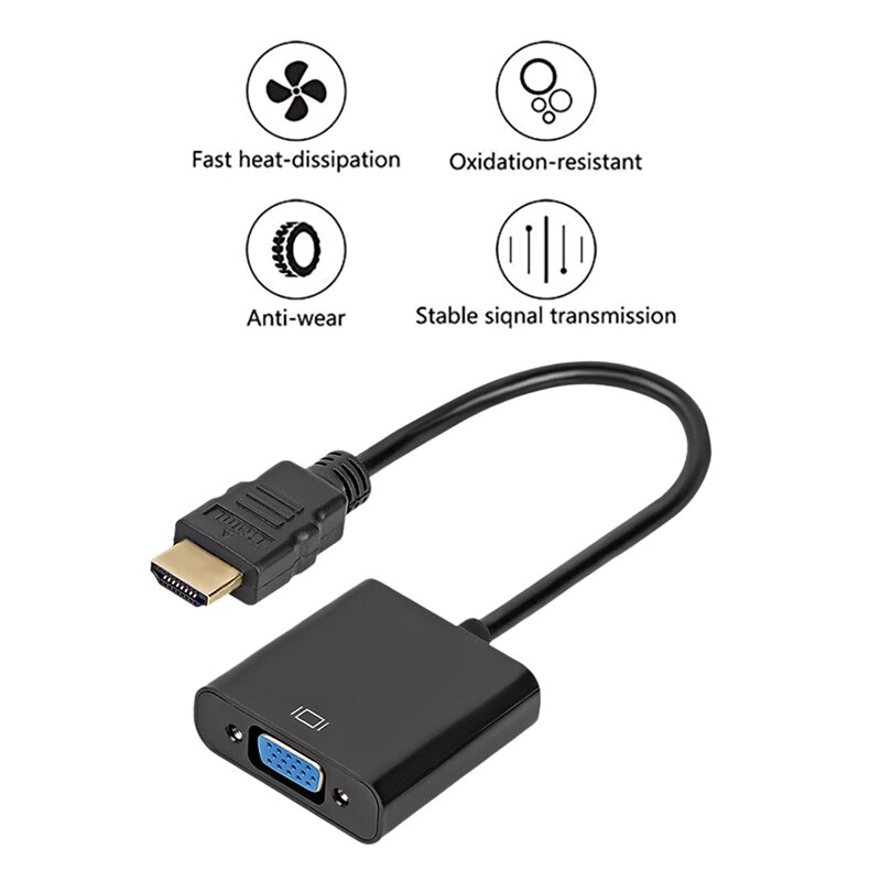 RISE-1080P HDMI-Compatible To VGA Converter With Audio Cable HDMI-Compatible Male To VGA Female Adapter For Laptop Projector