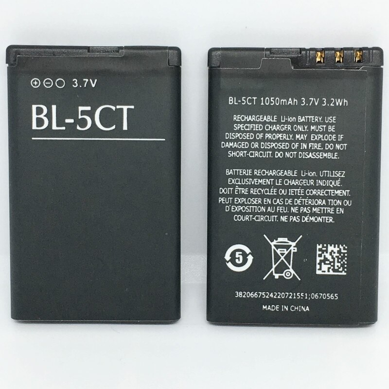 Hoge Qualtiy 1050Mah Bl 5CT BL-5CT Batterij Voor Nokia 3720C 5220XM 6303C 6303i 6730C C3-01 C5-00 C6-01 C5-02 Batterij BL5CT