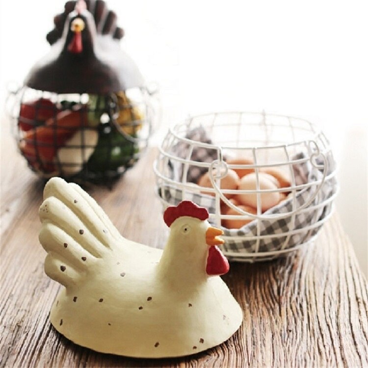 Amerikansk jern æg opbevaring kurv snack frugt kurv samling keramiske høne oraments dekoration køkken tilbehør