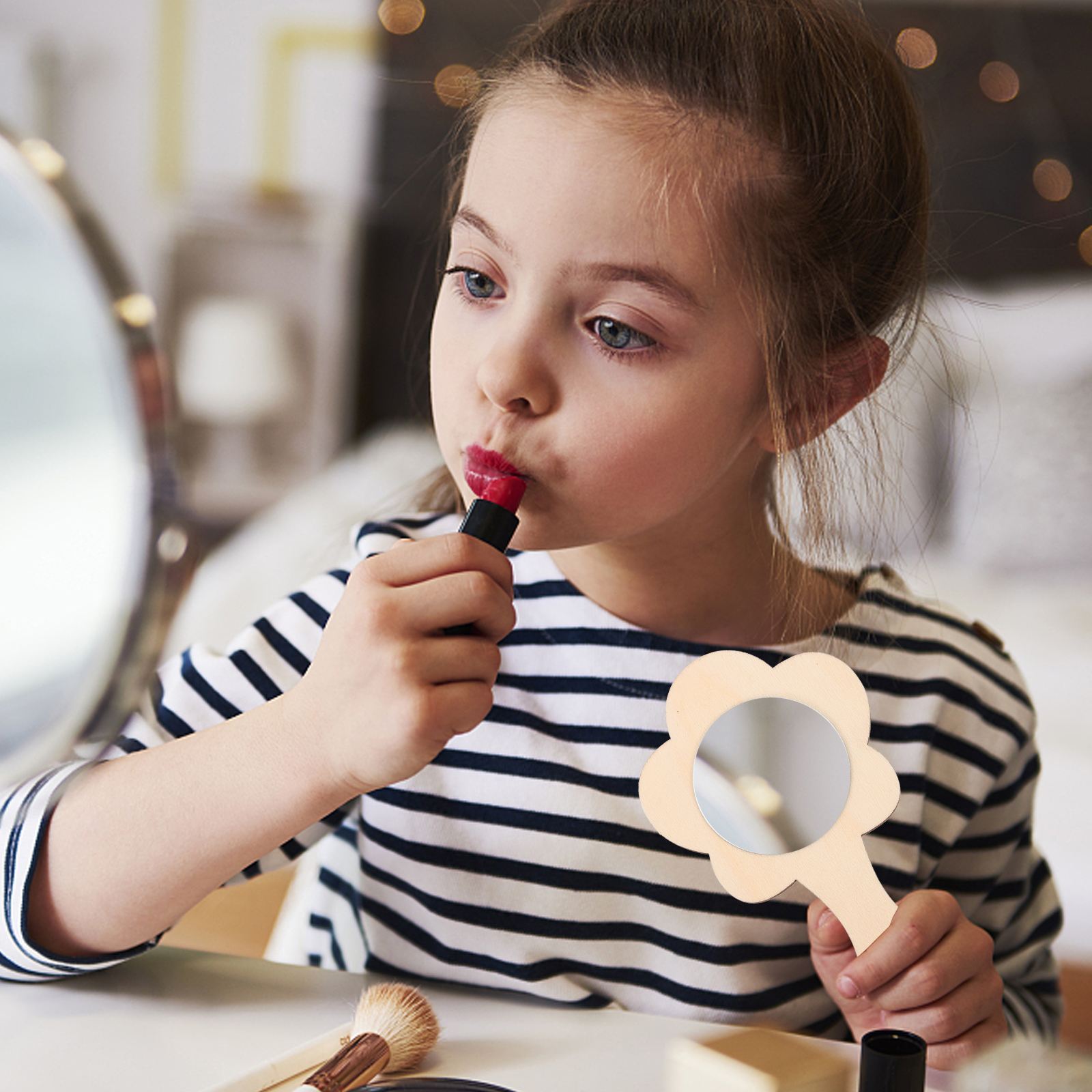 Mini espejos de madera de 10 piezas para niños, espejos para pintar, espejo de maquillaje de mano sin terminar, moldes para manualidades