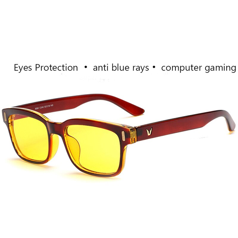 Gafas de ordenador con rayos azules para hombre, lentes de radiación con pantalla, de , para oficina y juegos, con bloqueo UV: tea frame yellow