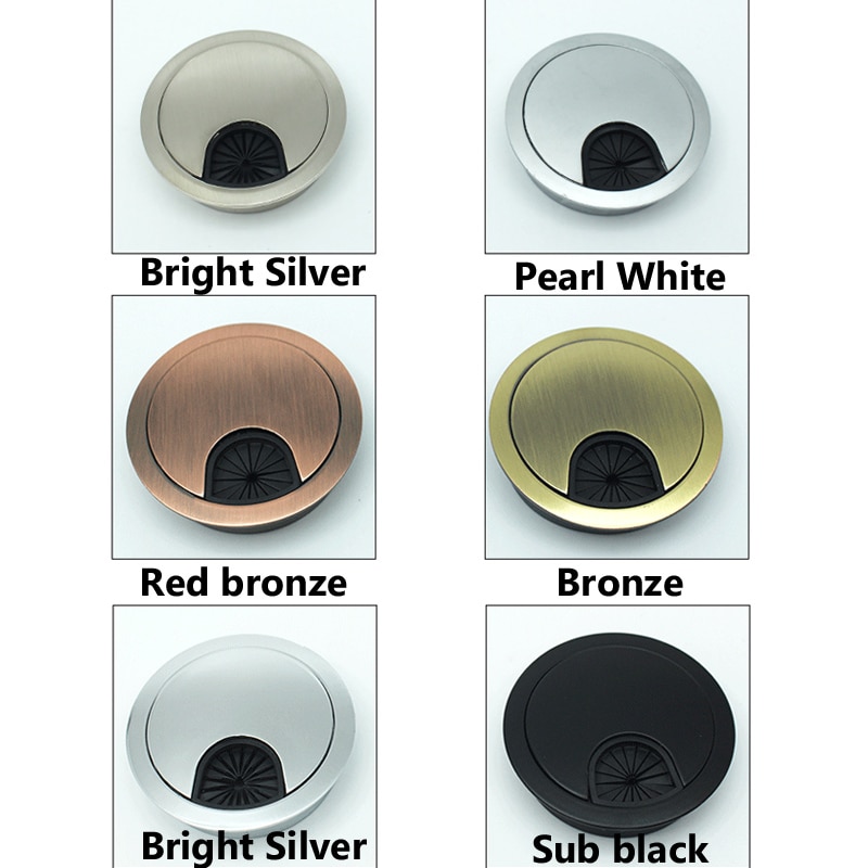 2 Stuk Zinklegering Ronde Tafel Hole Cover Wire Outlet Poort Computer Pc Bureau Kabeldoorvoer 50/53/60/80 Mm Line Houder