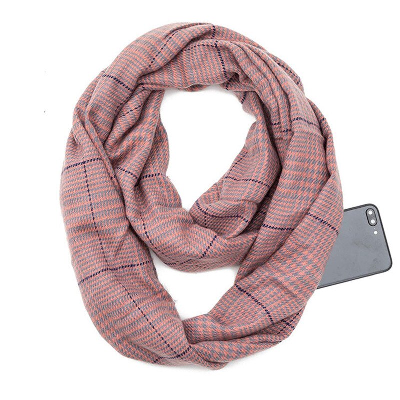 Talvineulonta ruudullinen lämmin matka infinity huivi piilotaskulla kashmir huivit naisten foulard pashmina naisten peitto: 3