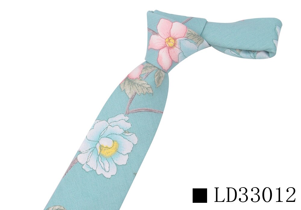 Bloemenprint Stropdas Voor Mannen Vrouwen Skinny Katoen Hals Voor Bruiloft Business Casual Mode Stropdassen Klassieke Pakken Slanke Hals ties: LD33012